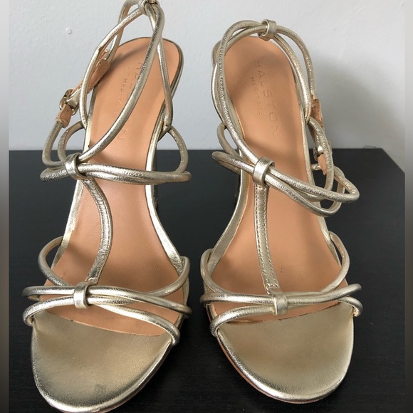 Halston Heritage Gold Heels - Picture 1 of 6